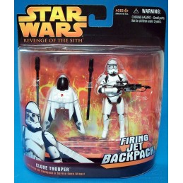 Clone trooper with firing jet backpack